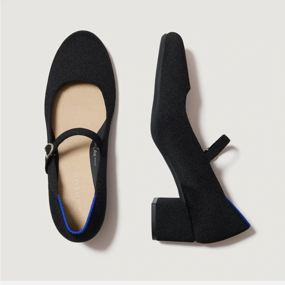 Rothy’s The Mary Jane Heel In black womens shoes chunky heels 7.5 block